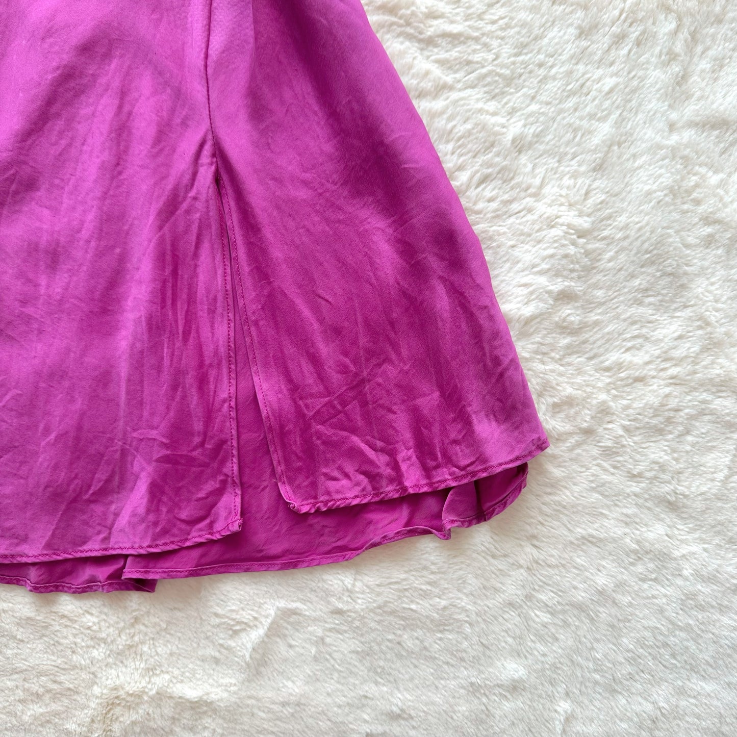 1980's 100% silk fuchsia milkmaid slip dress