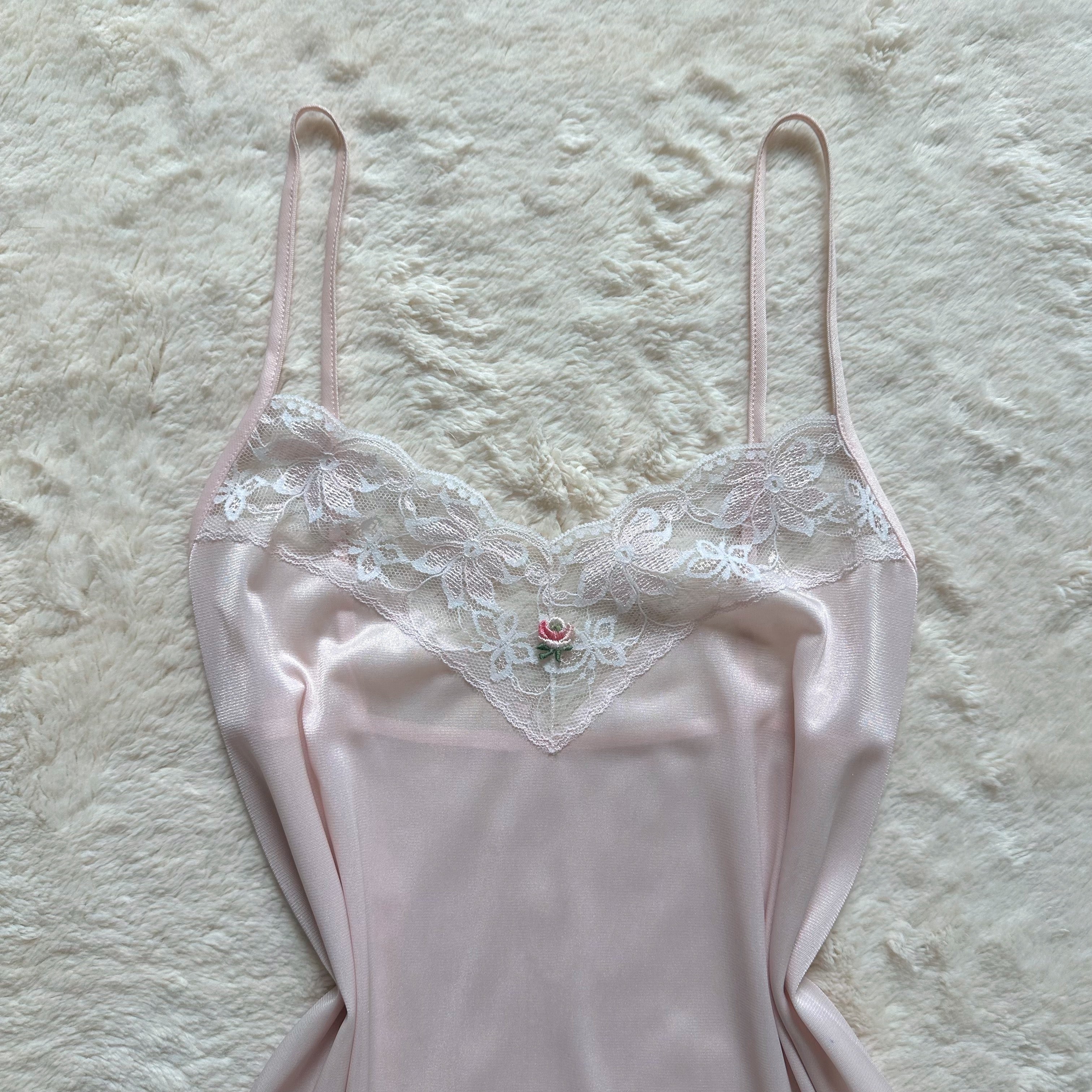 1980's blush petaline slip dress