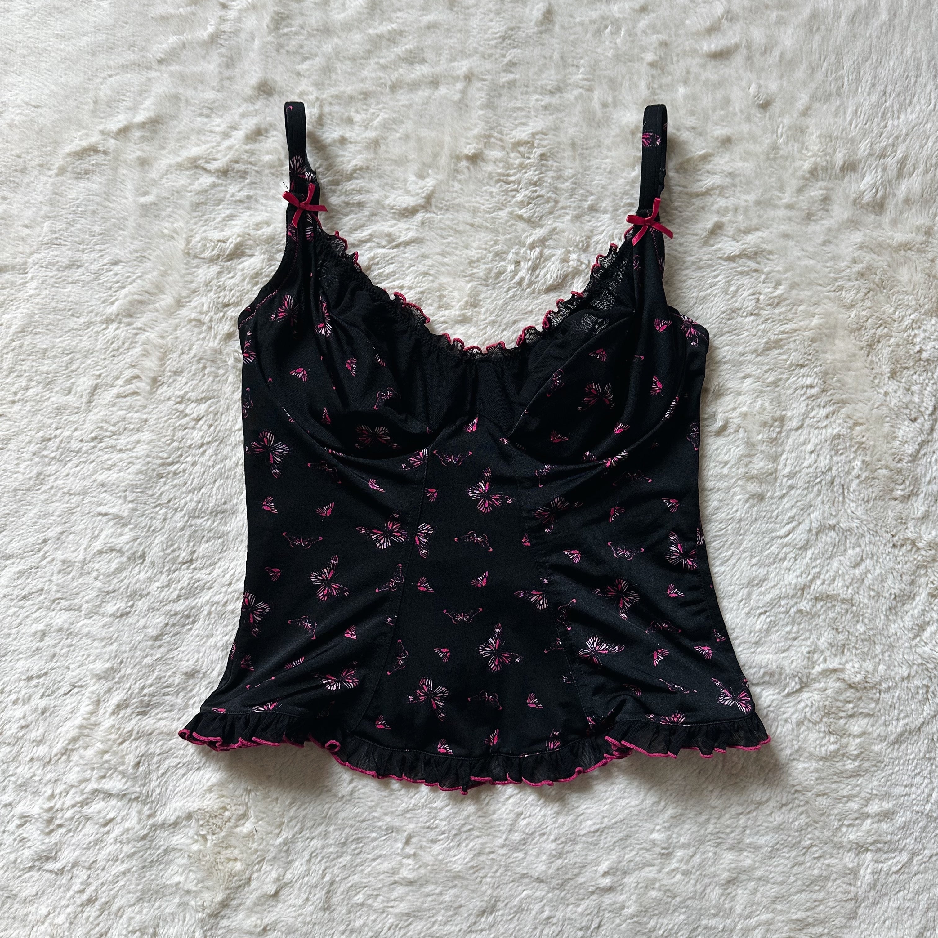 2000's midnight butterfly corset top