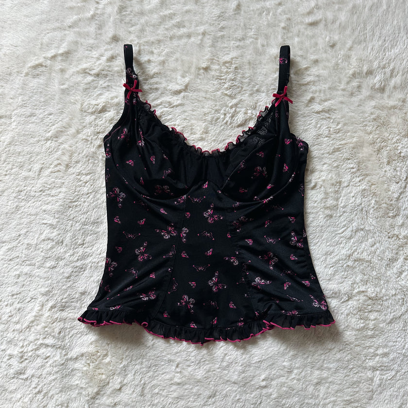 2000's midnight butterfly corset top