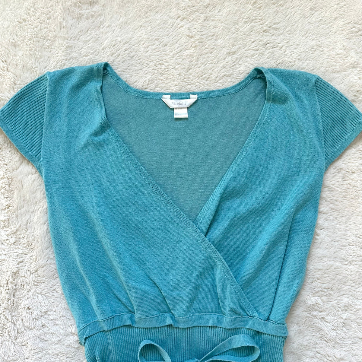 2000's aqua wrap top