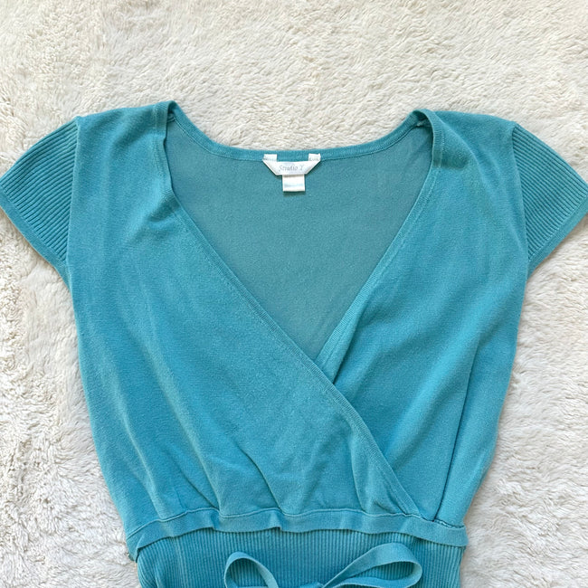 2000's aqua wrap top