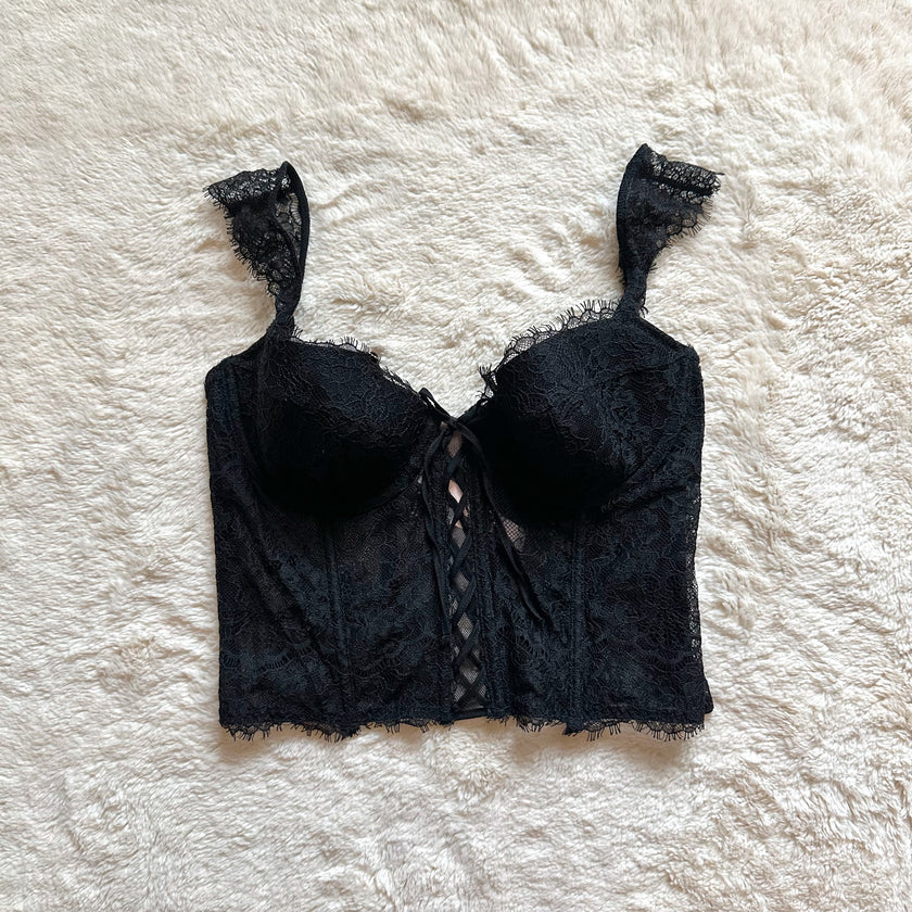 2020 noir lace bustier