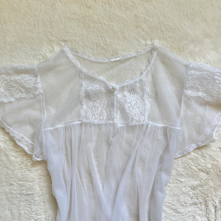 1980's halo lace peignoir