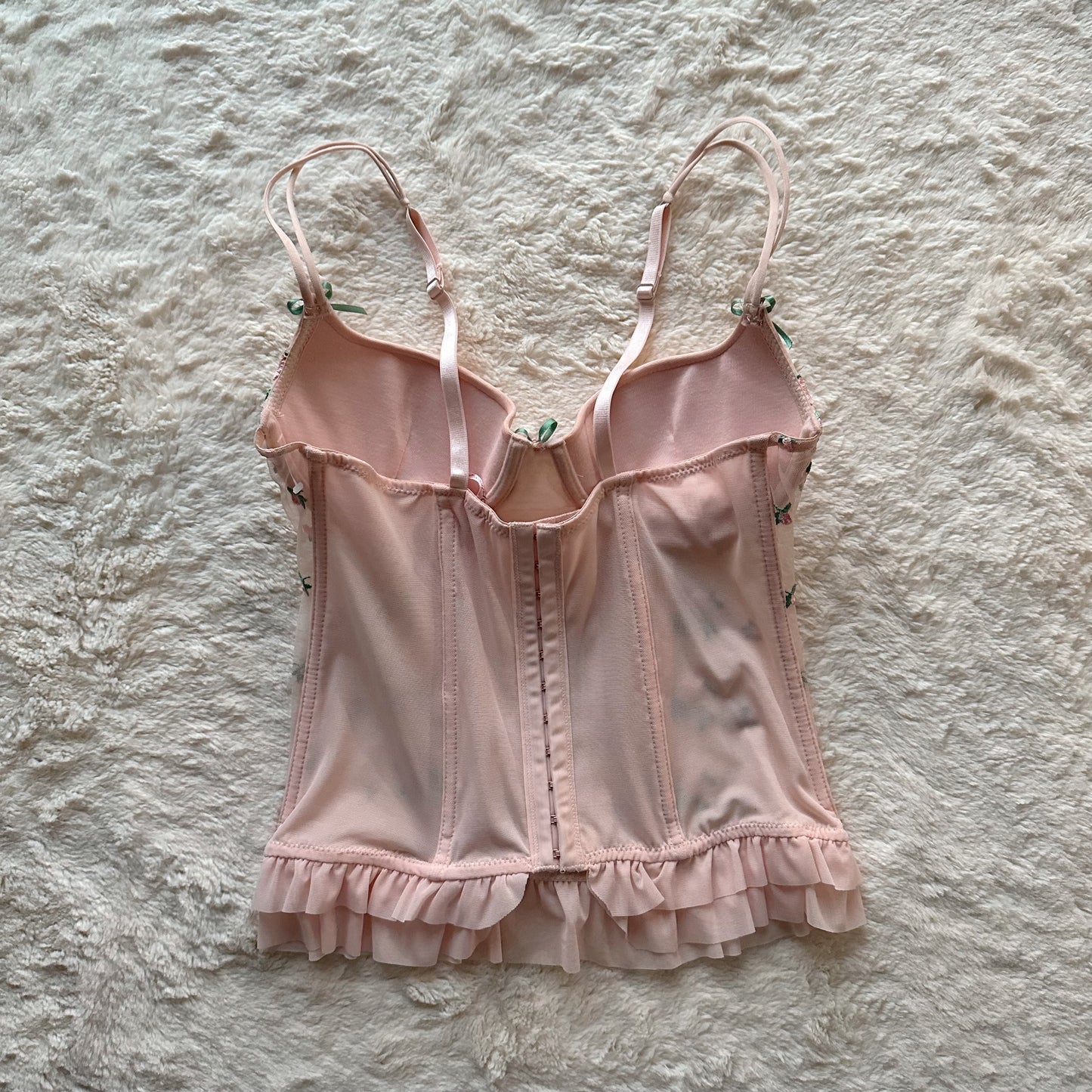 2000's blush pink floral bustier