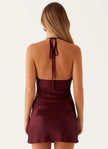 mulberry wine satin halter