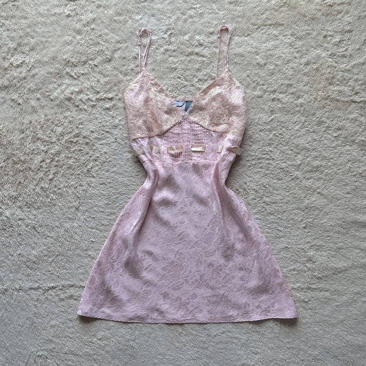 1990's 100% silk jacquard slip dress