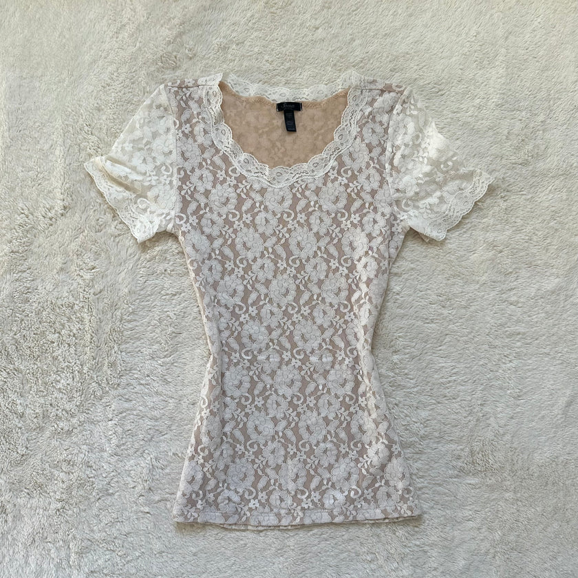 2000's ivory flora blouse