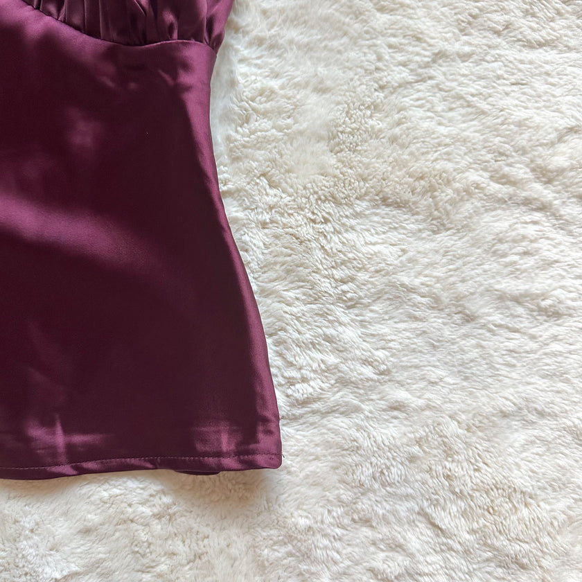 mulberry wine satin halter