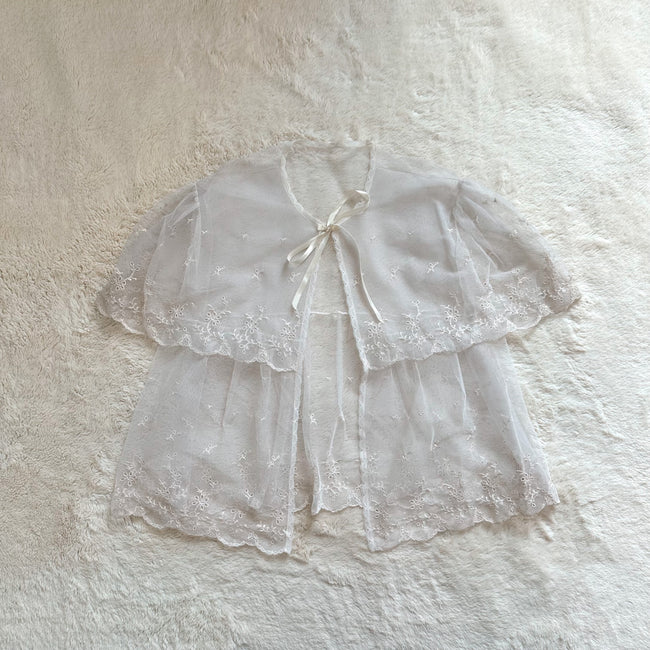 1980's ivory eyelet bed jacket