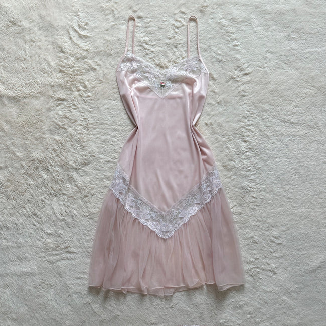 1980's blush petaline slip dress