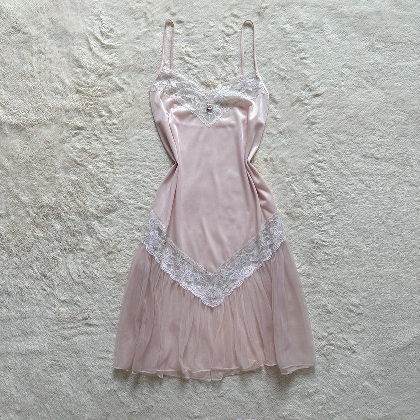 1980's blush petaline slip dress
