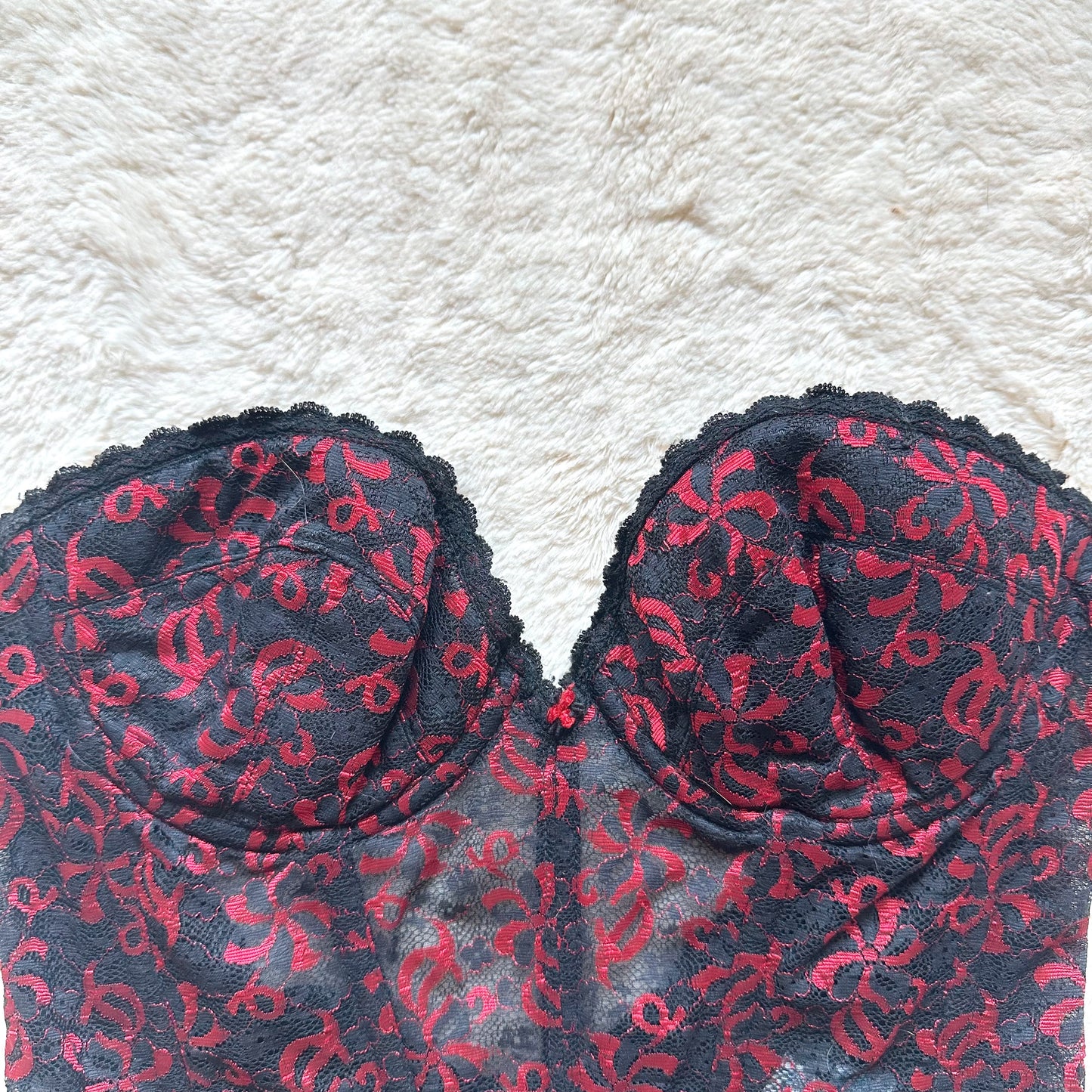 1990's rouge ribbon corset