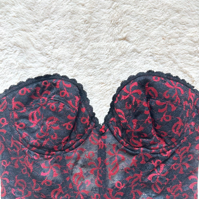 1990's rouge ribbon corset