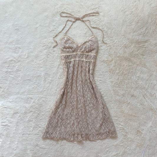 1990's cottage lace halter dress