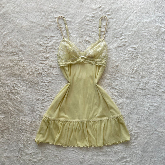 2007 chartreuse mesh mini slip dress