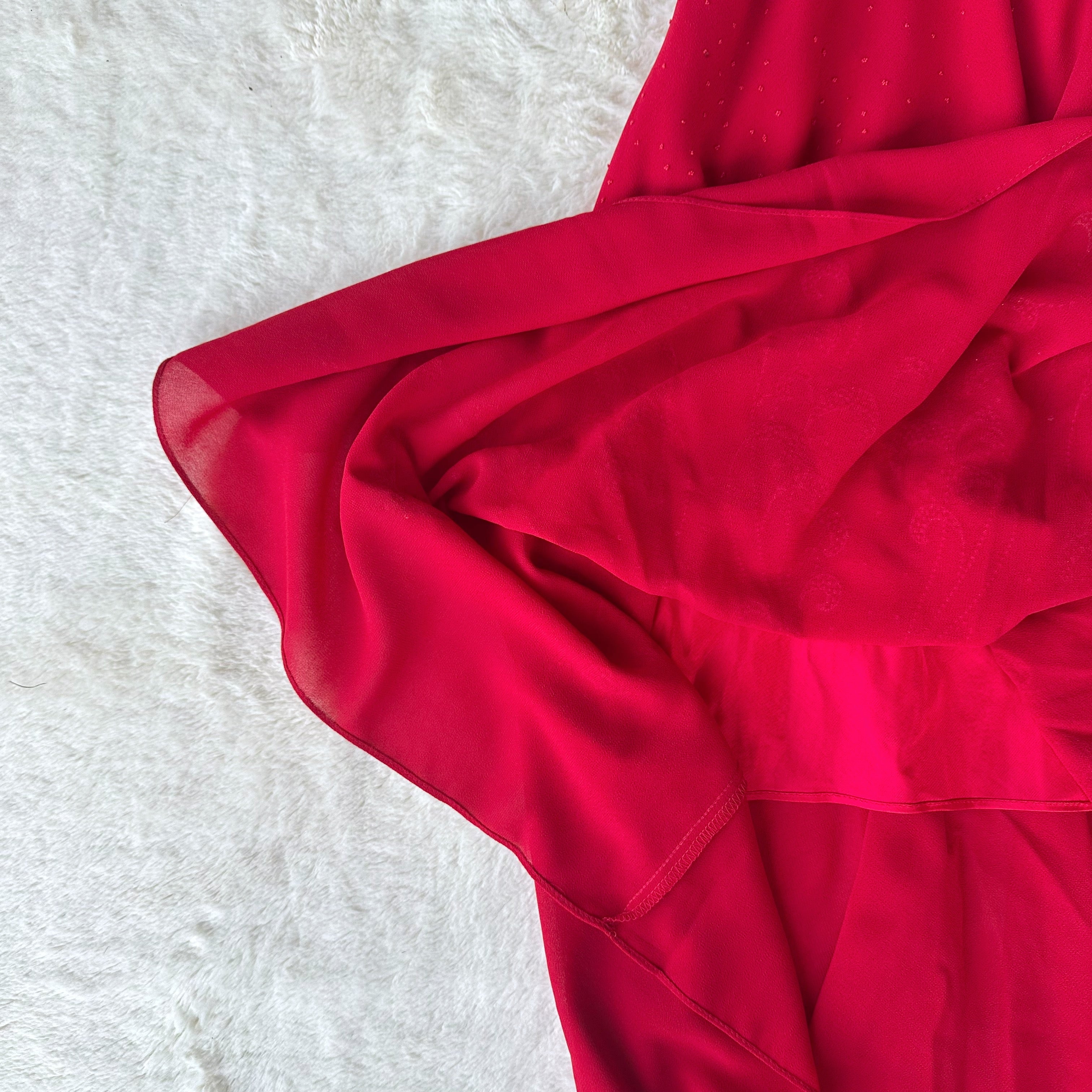 1990's scarlet veil gown