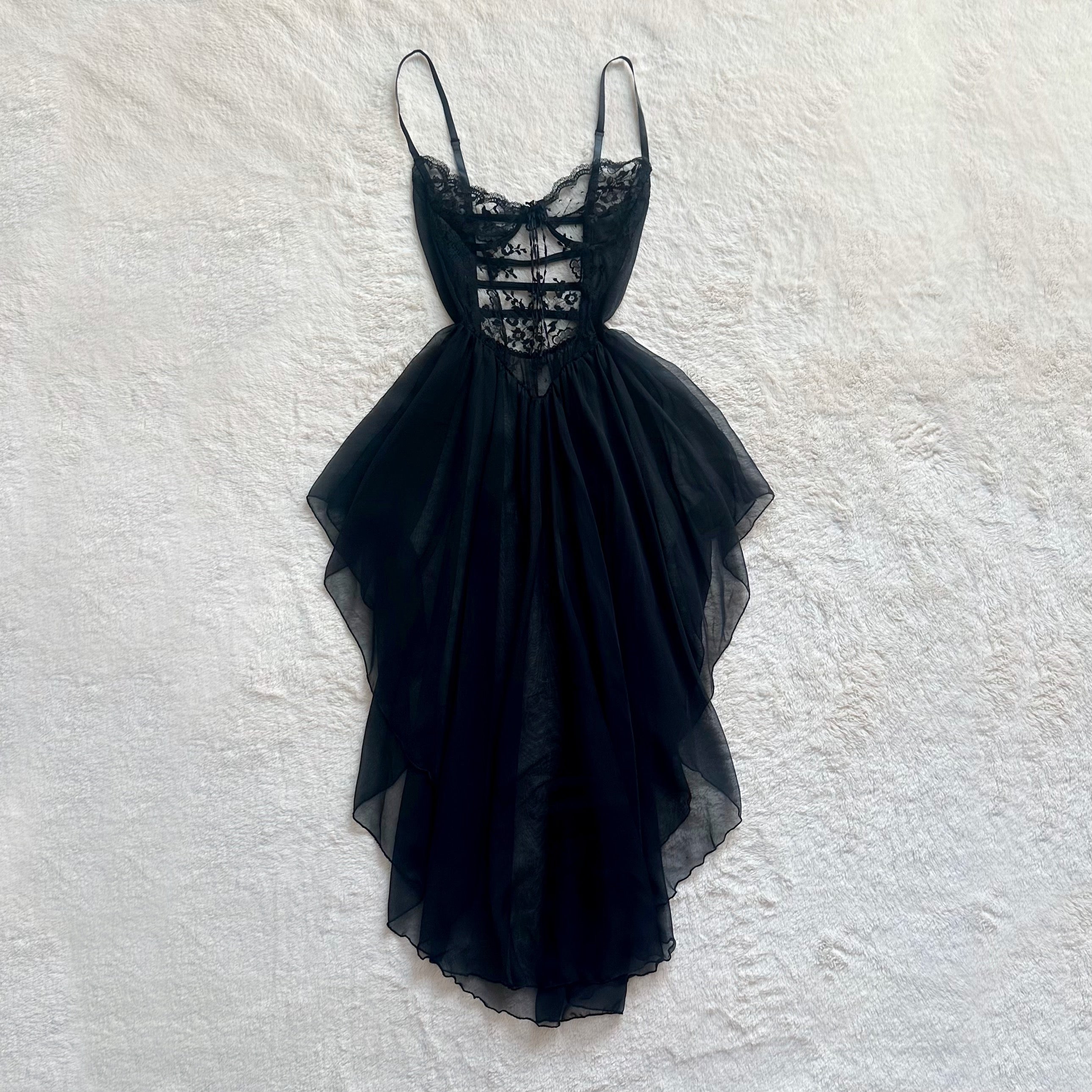 1980's black swan tulle slip dress