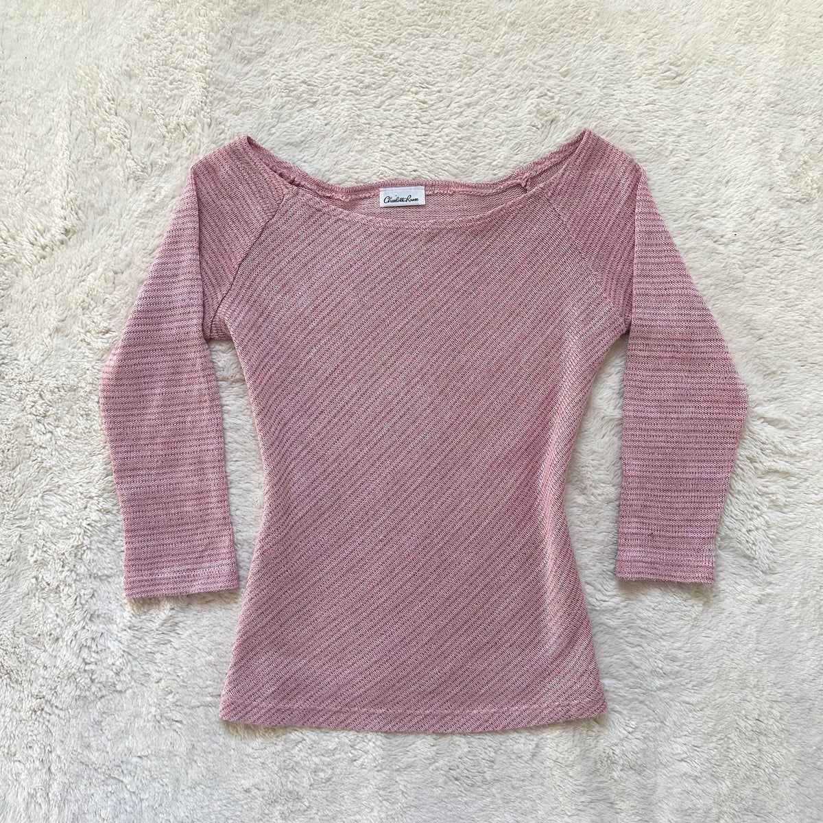 2000's pink shimmer boat neck top