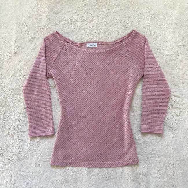 2000's pink shimmer boat neck top