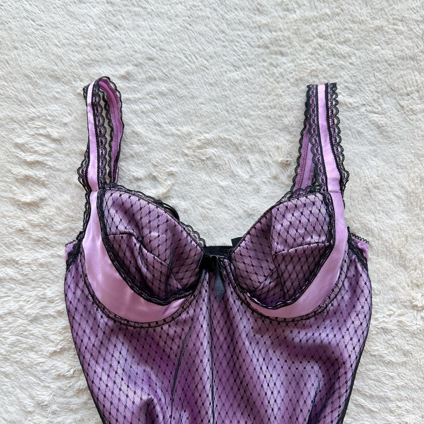 2000's lilac grunge satin mesh bustier babydoll