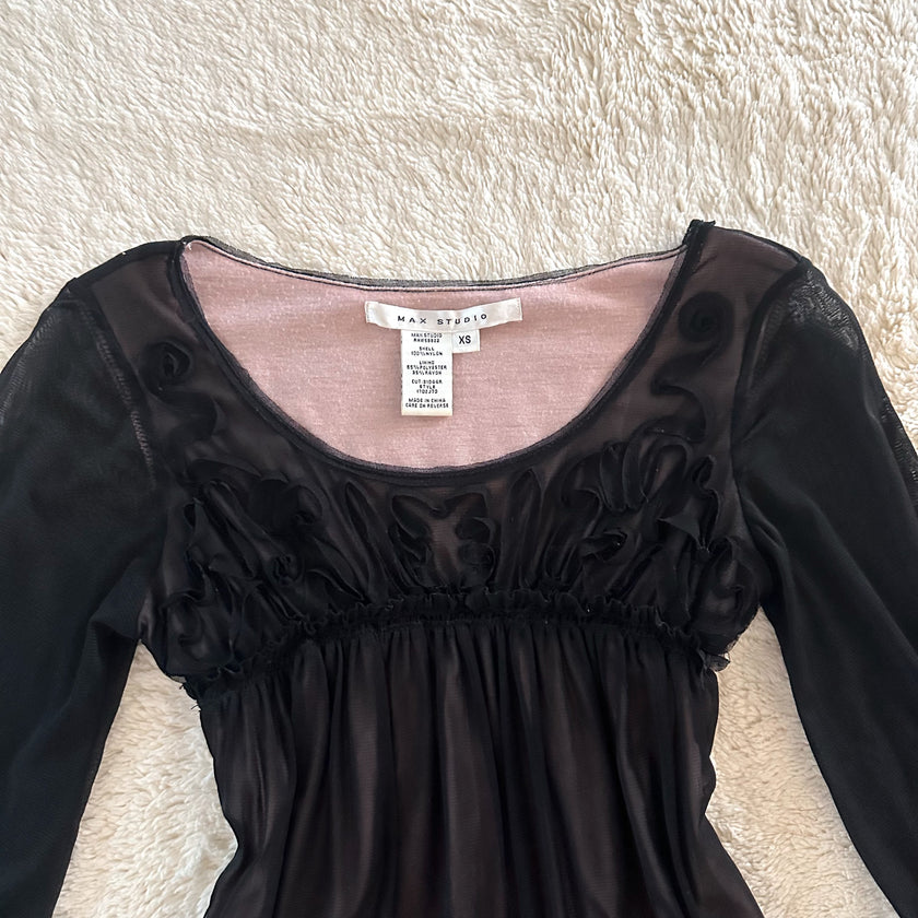 2000's velvet nocturne babydoll top