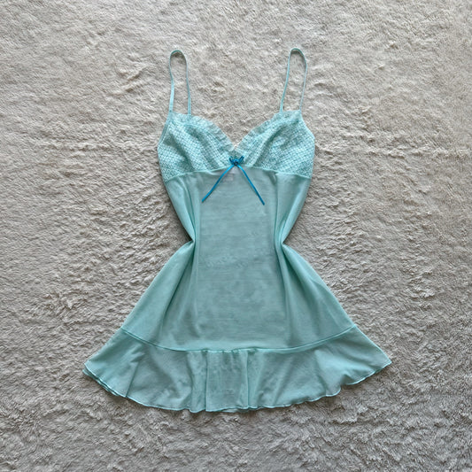 2005 mint mesh mini slip dress