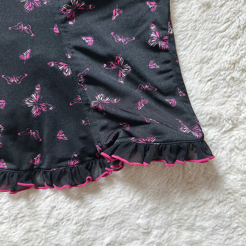 2000's midnight butterfly corset top