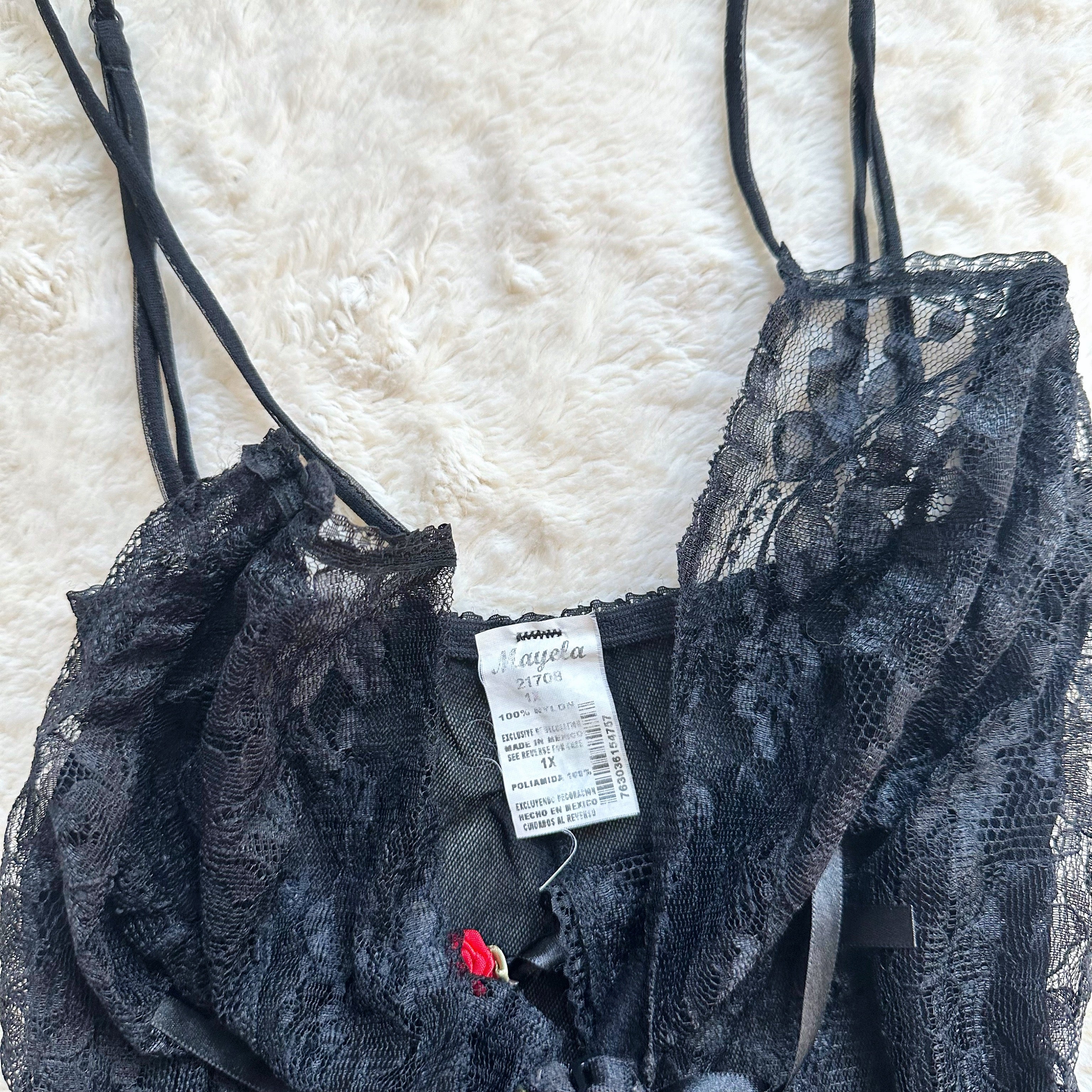 1980's black rose lingerie set