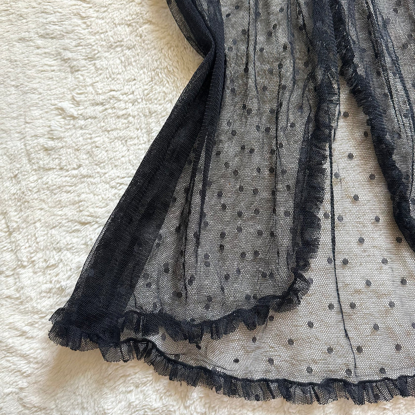 2000's dark dotted babydoll