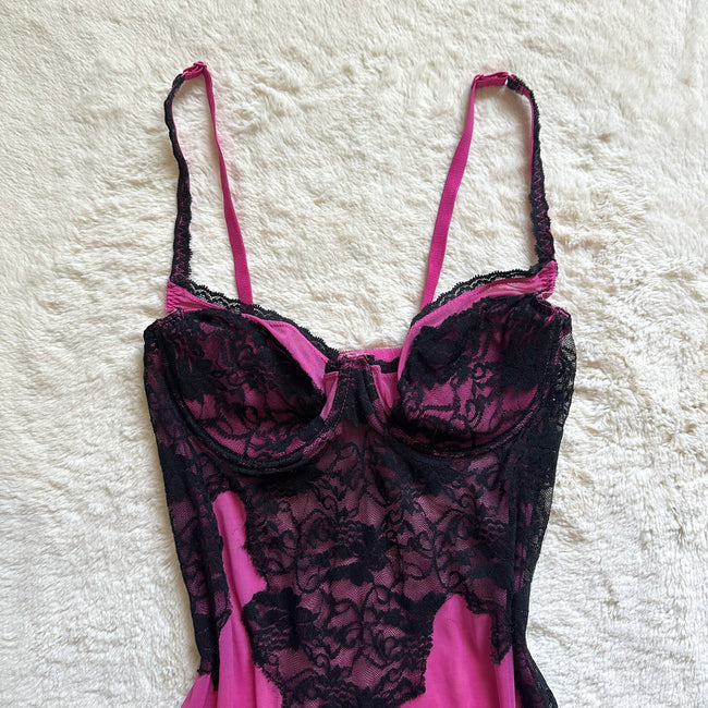 2000's magenta noir slip dress