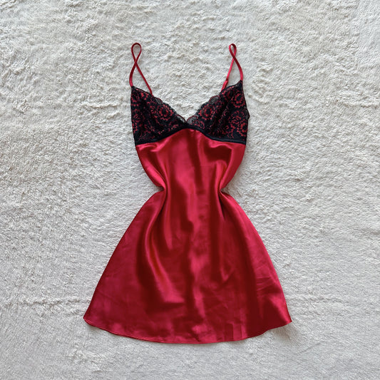 2000's vampy satin lace slip dress