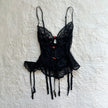 1980's black rose lingerie set