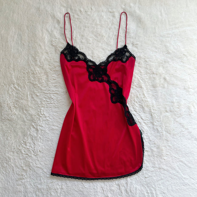 1980's cherry noir slip dress