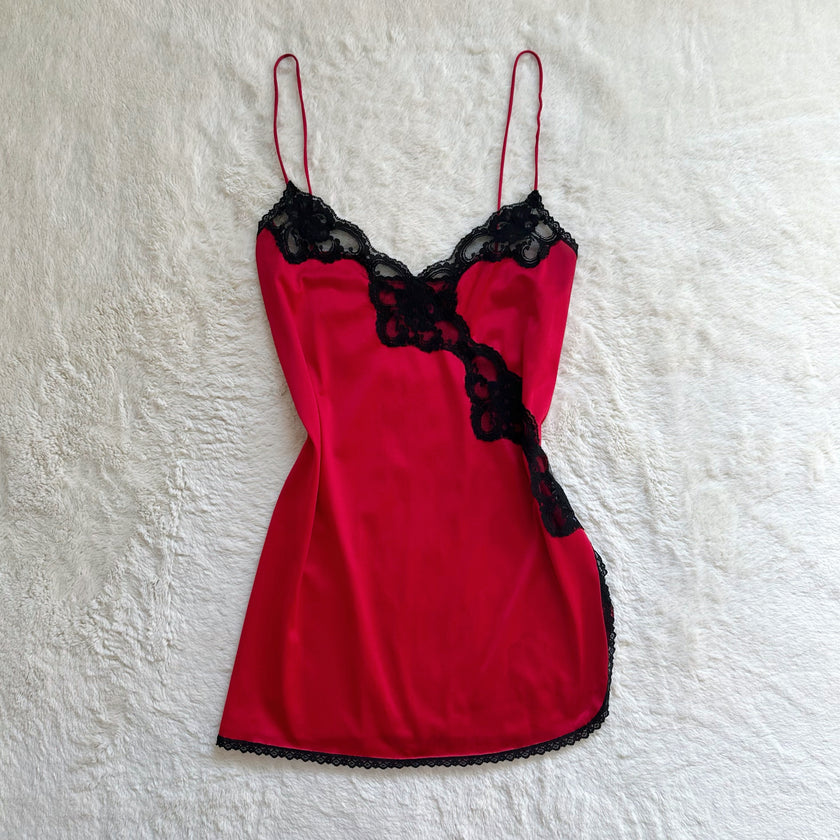 1980's cherry noir slip dress