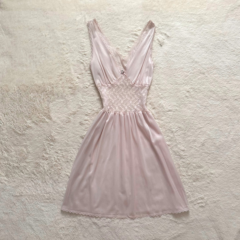 1990's powdered petal slip dress