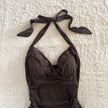 2000's espresso ribbon halter dress