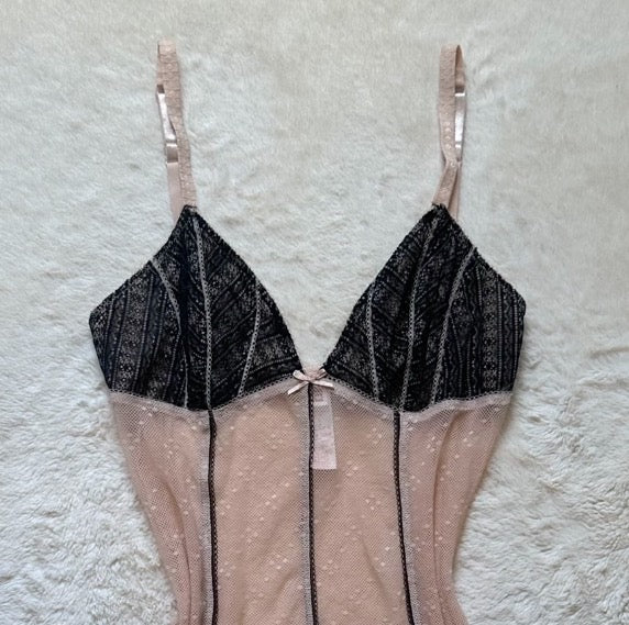 contemporary nude noir slip dress