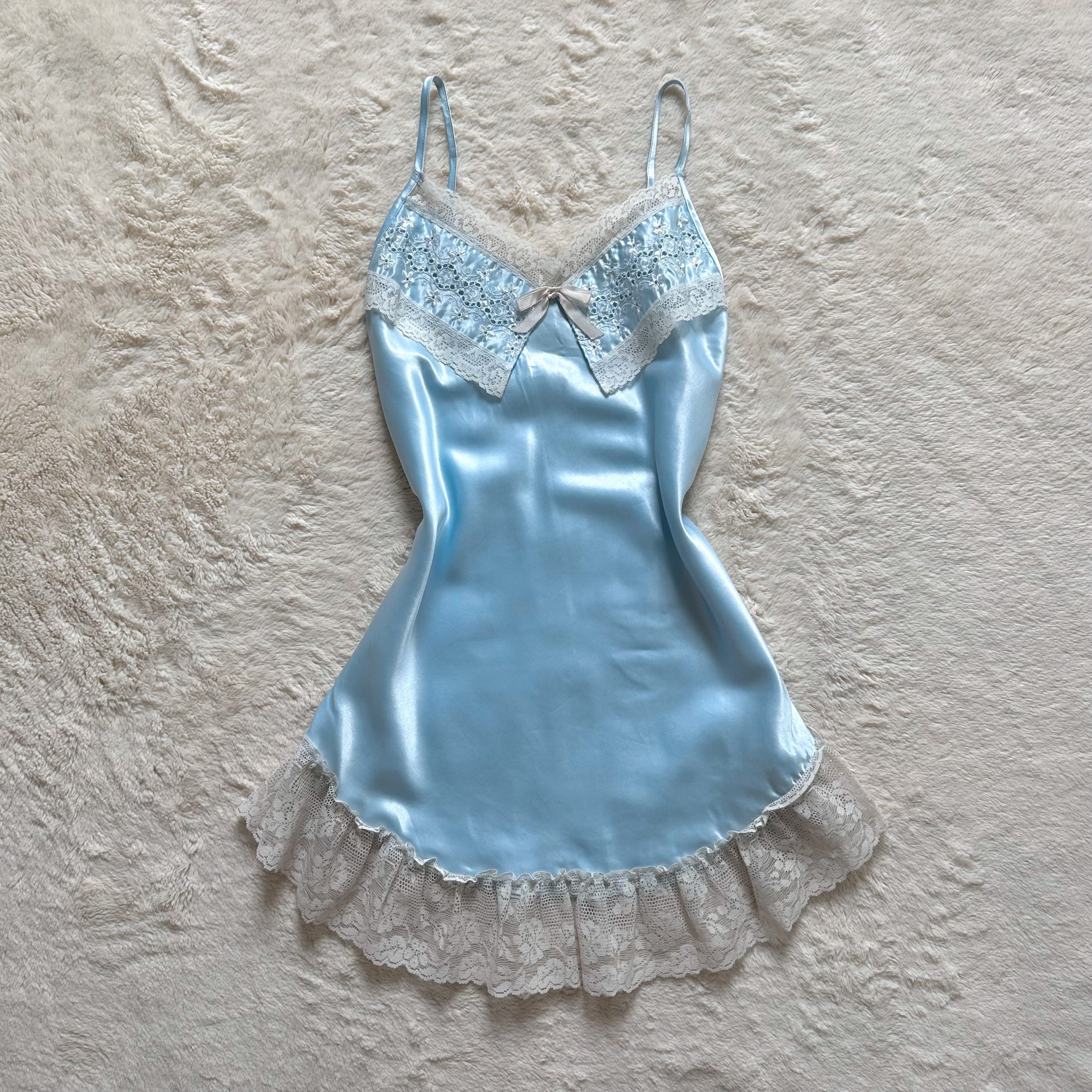 1980's sky bluebell slip dress
