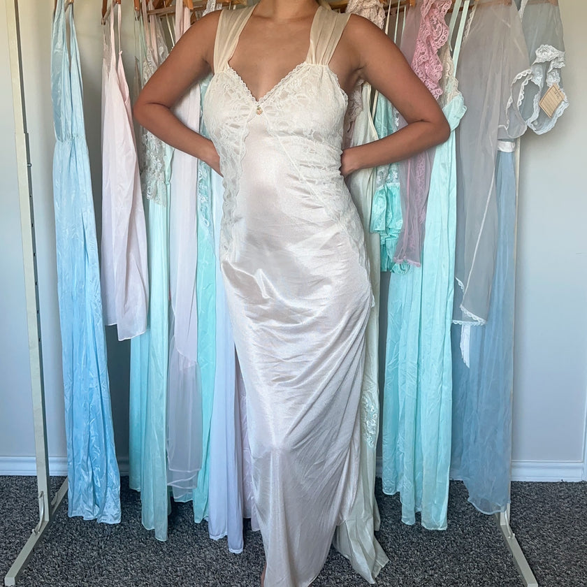 1980's silken cream negligee