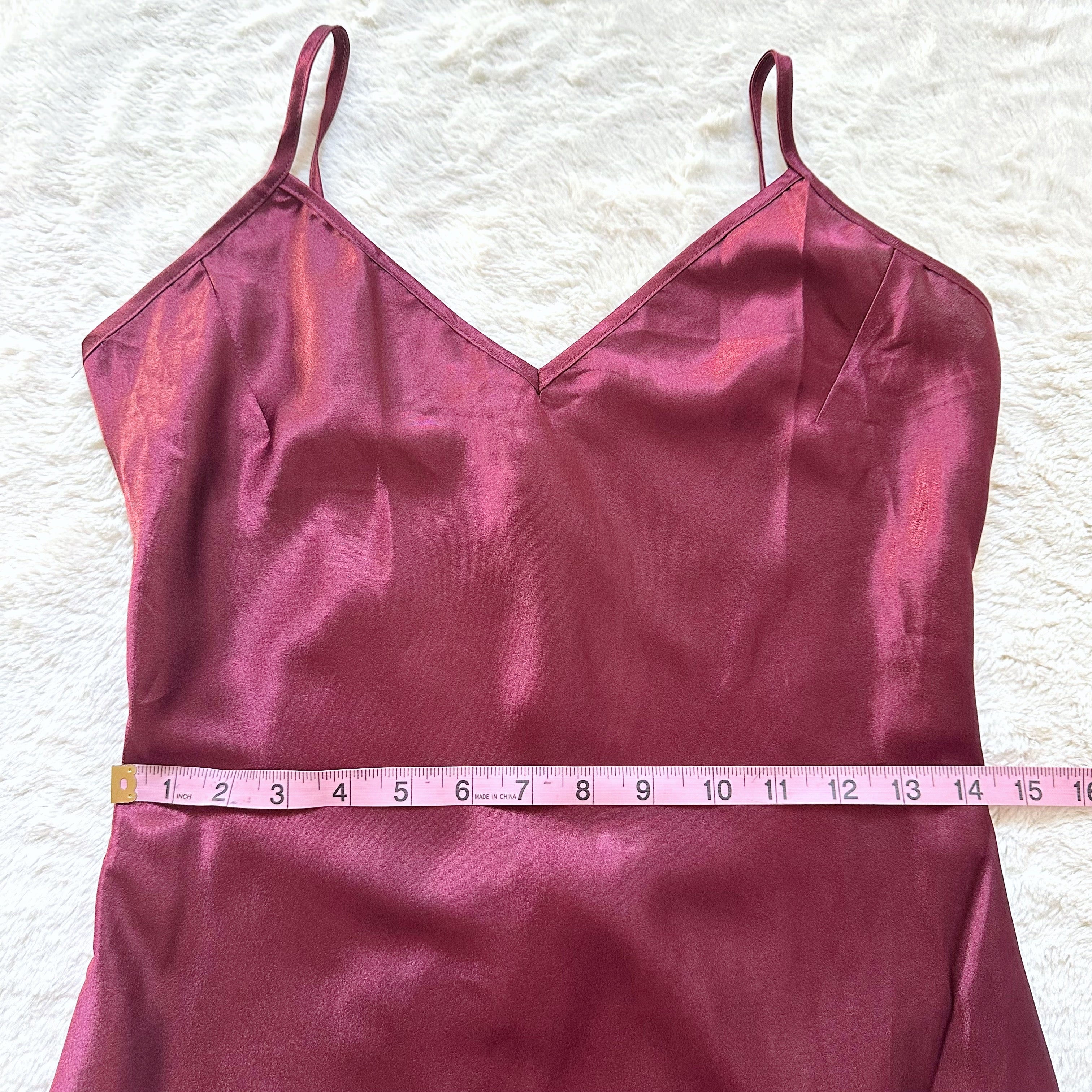 2000's burgundy satin slip dress