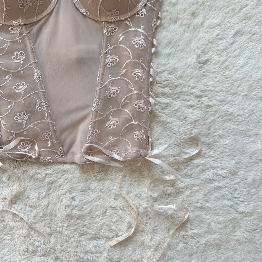 2000's cream petal bustier