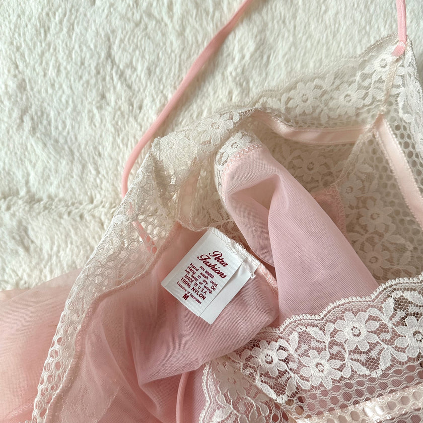 1980's blushing rose tulle babydoll