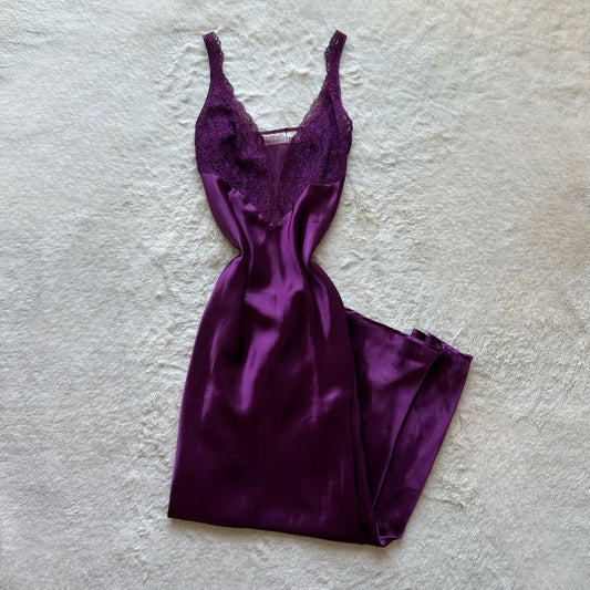 1980's plum purple regal slip dress