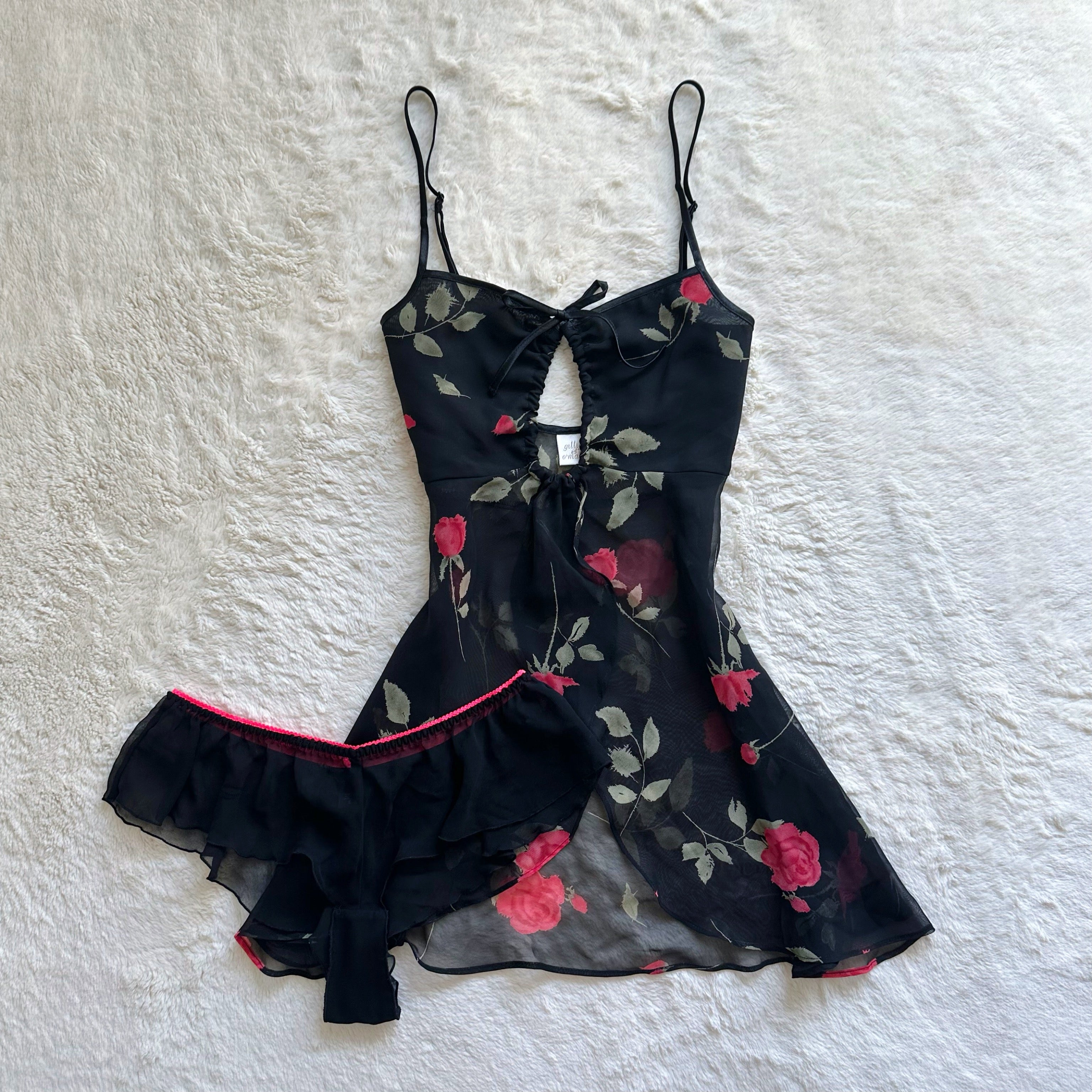 1980's wild rose slip dress + panty