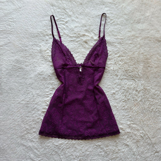 2004 plum lace mini slip dress