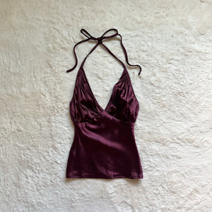 mulberry wine satin halter