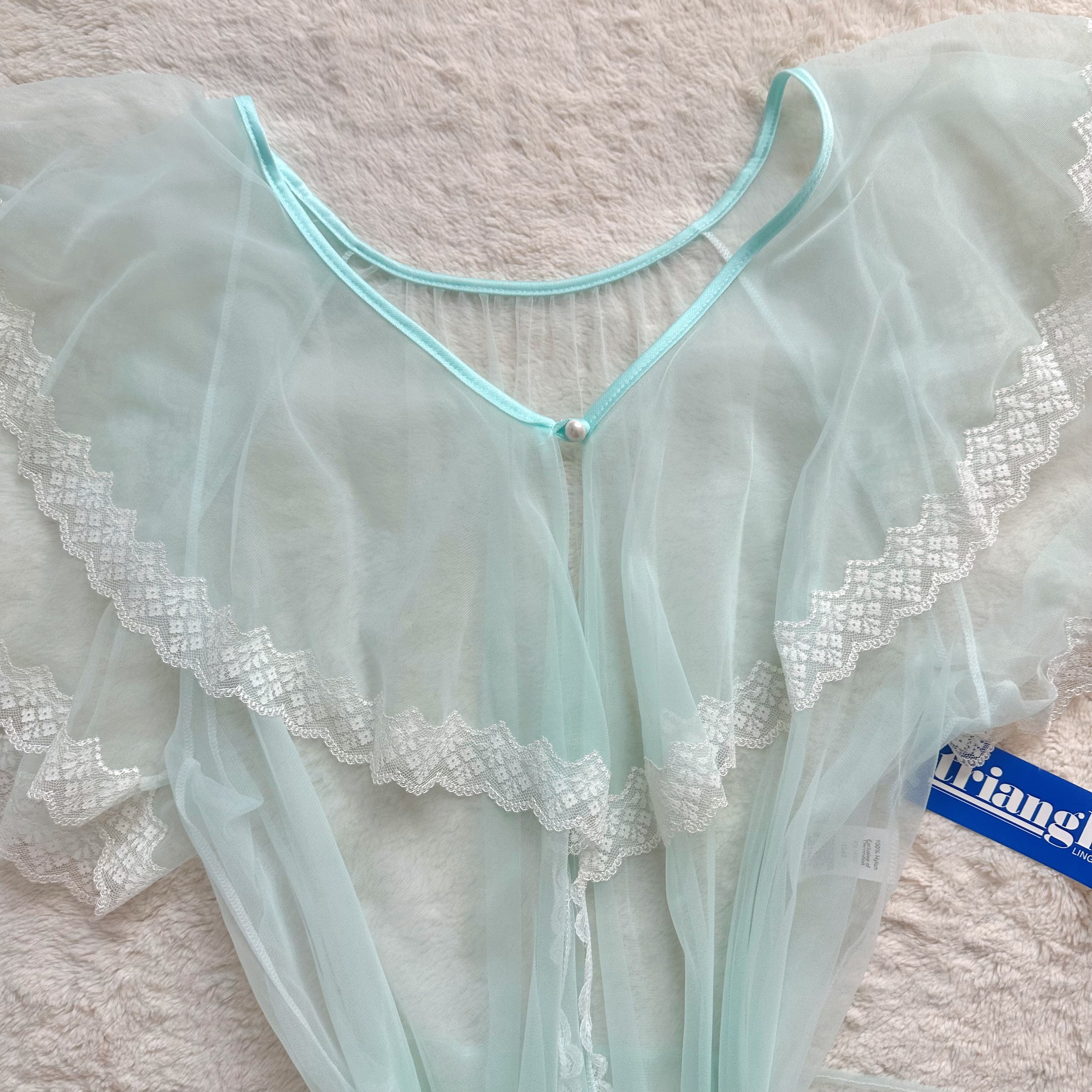 1980's aqua dream peignoir