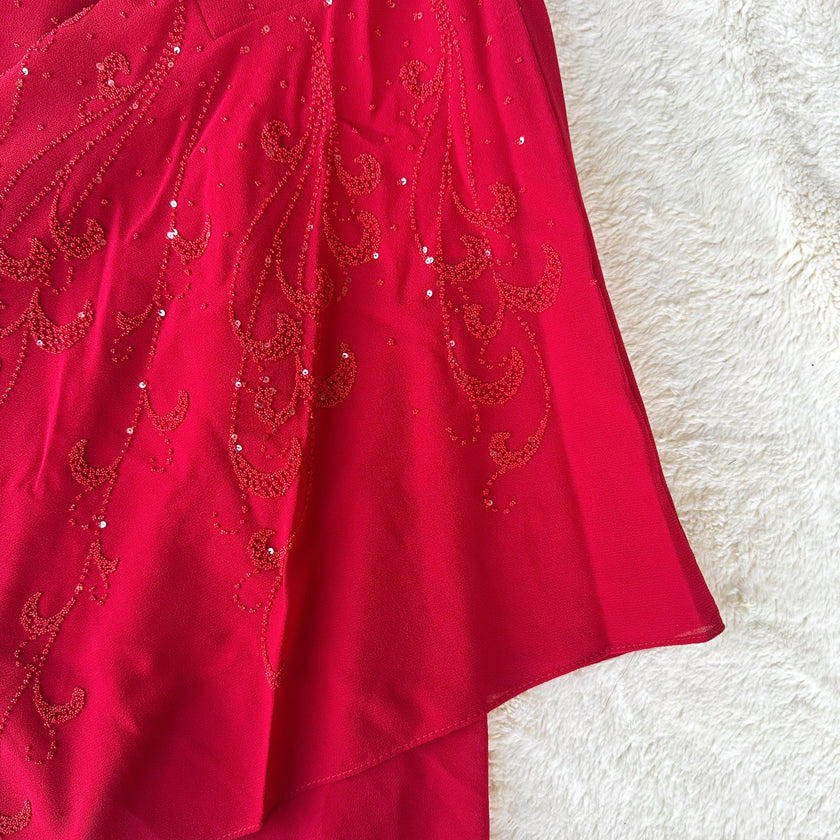 1990's scarlet veil gown