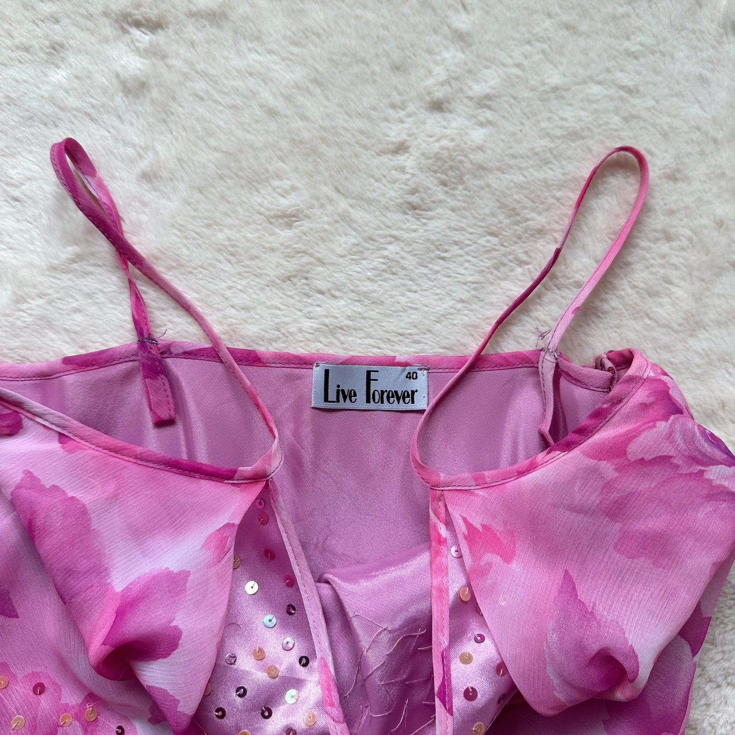 1990's fuchsia flutter dress